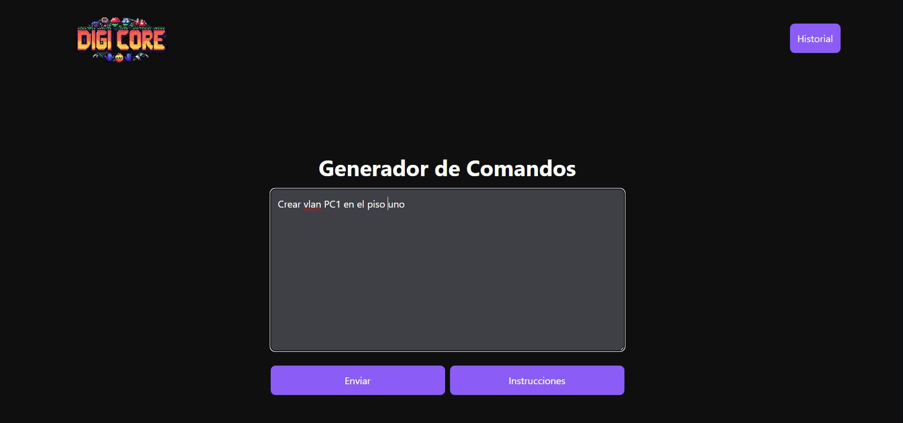 Digicore command generator interface